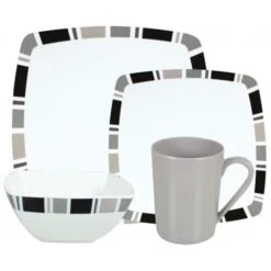 Flamefield Carre Square 16pc Premium Plus Melamine Set
