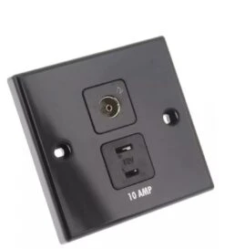 Black TV & 12 Volt Socket Caravan Motorhome PO349