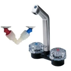 Reich Deluxe Mixer Tap (Matt Chrome – Hot & Cold Serrated Fittings) F269