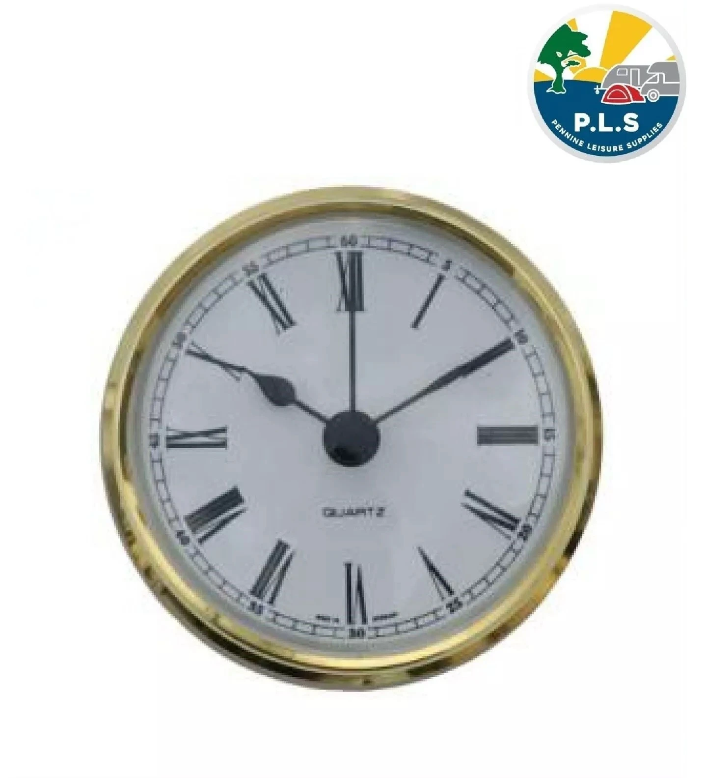 Caravan Motorhome Quartz Clock 85mm Surface Brass C/w Battery ME502 1 Caravan Motorhome Quartz Clock 85mm Surface Brass C/w Battery ME502