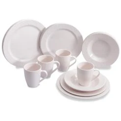 Quest Leisure Premium 16 Piece Melamine Dinner Set Whistful White
