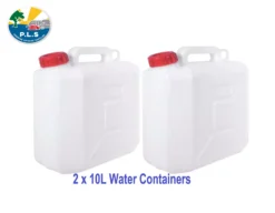 2 X 10 Litre Jerry Can Water Storage Container Spout Camping ES2052-X2