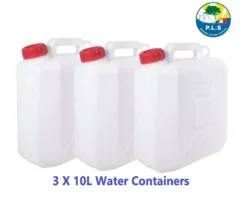 3 X 10 Litre Jerry Can Water Storage Container Spout Camping ES2052-X-3