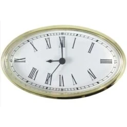 Crusader Caravan Oval Face Roman Brass Trim Clock Unmounted 130mm X 75mm (White) V991