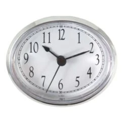 Crusader Caravan Oval Face Arabic Clock Unmounted (Chrome White) H168