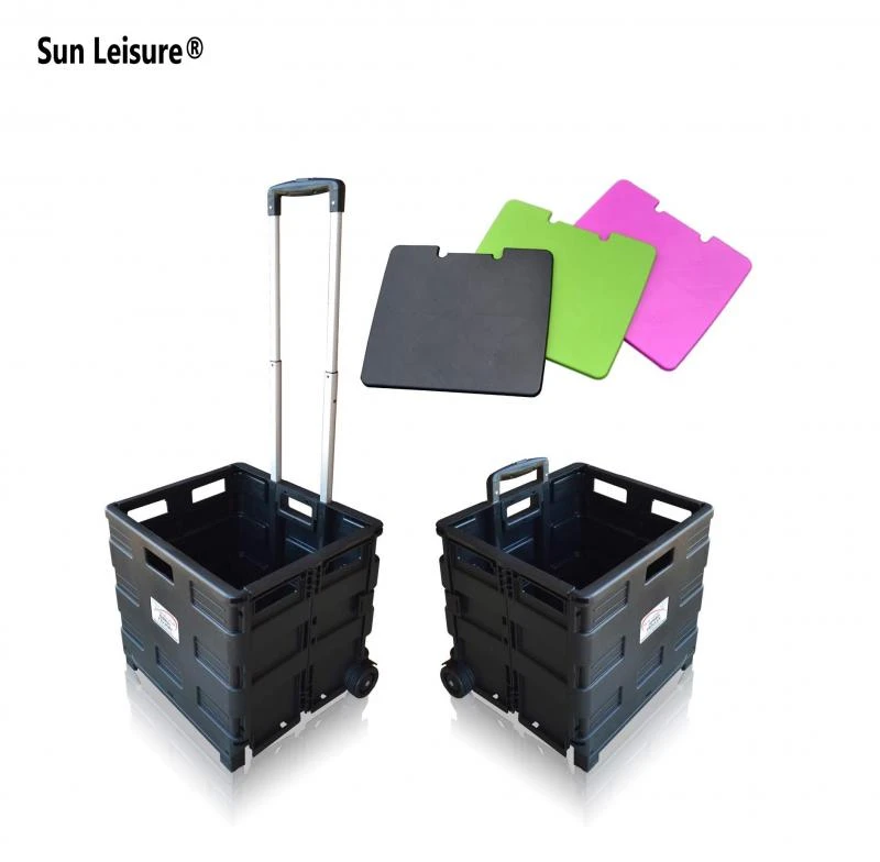 Sun Leisure Pack And Go Folding Shopping Trolley Cart With Wheels Black + Lid 2 Sun Leisure Pack And Go Folding Shopping Trolley Cart With Wheels Black + Lid - Image 2