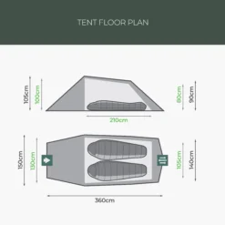 Highlander RESPITE Waterproof 2 Person Tunnel Tent, Pine Green TEN168-PG -Camping Online 12 1