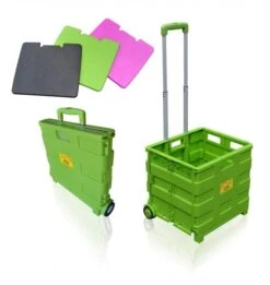 Sun Leisure Pack And Go Folding Shopping Trolley Cart With Wheels Green + Lid -Camping Online 127492