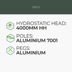 Highlander RESPITE Waterproof 2 Person Tunnel Tent, Pine Green TEN168-PG -Camping Online 13