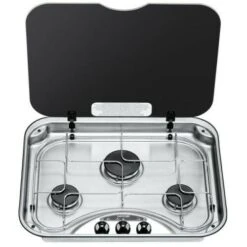 Thetford Series 345 Argent 3 Burner Hob Glass Lid 12 Volt Ignition LPG SHB34598-SP