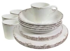 Crusader Rustic Melamine Set 16 Piece Old English Cream