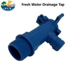 Fresh Water Drainage Outlet Tap Blue 3/4′ BSP For 25mm Hose Caravan Motorhome