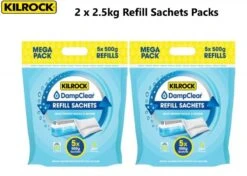 2 X Kilrock Damp Clear Moisture Refills 2.5kg Sachets Caravan Home