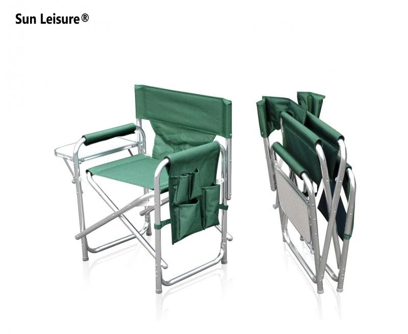 Sun Leisure Folding Alloy Sports Directors Chair Side Table Side Pockets Green 5 Sun Leisure Folding Alloy Sports Directors Chair Side Table Side Pockets Green - Image 5