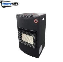 Leisurewize Black 4.2Kw Portable Heater Standing Heating Cabinet Butane Gas 3 Heat Settings -Camping Online 2921a