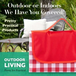 Summit Oxford Picnic Blanket Gingham Red 145cm X 80cm SUM710053 -Camping Online 3 112