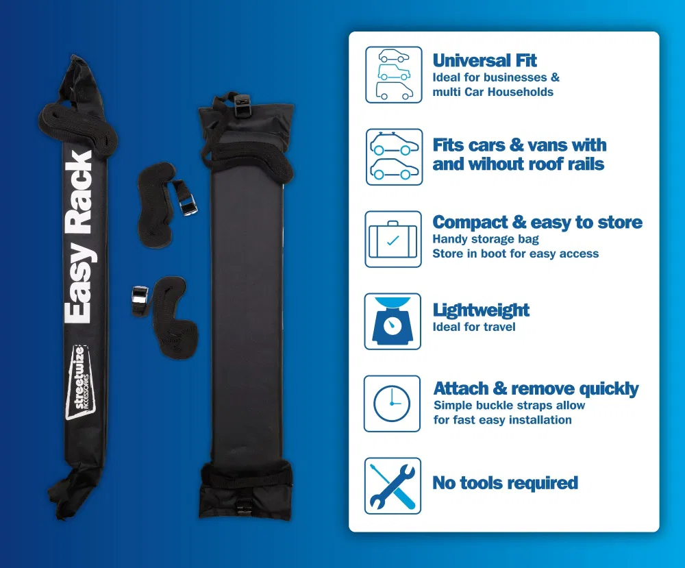 Streetwize Universal Easy Rack Soft Car Roof Rack Max Load 65kg SWRB6 3 Streetwize Universal Easy Rack Soft Car Roof Rack Max Load 65kg SWRB6 - Image 3