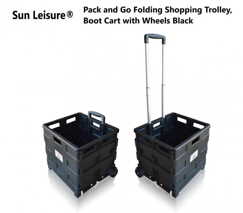 Sun Leisure Pack And Go Folding Shopping Trolley Boot Cart With Wheels Black 7 Sun Leisure Pack And Go Folding Shopping Trolley Boot Cart With Wheels Black - Image 7