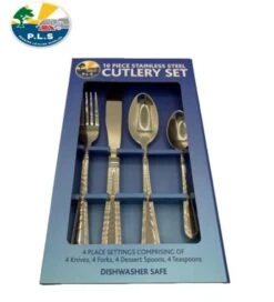 PLS Stainless Steel 16 Piece Cutlery Dinner Set Caravan Motorhome Home MI528