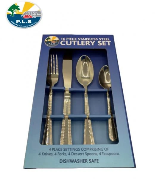 PLS Stainless Steel 16 Piece Cutlery Dinner Set Caravan Motorhome Home MI528 1 PLS Stainless Steel 16 Piece Cutlery Dinner Set Caravan Motorhome Home MI528