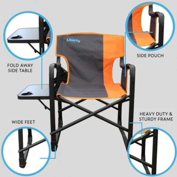 Liberty Camping Director’s Chair Orange Folding Side Table Caravan Motorhome 4 Liberty Camping Director’s Chair Orange Folding Side Table Caravan Motorhome - Image 4