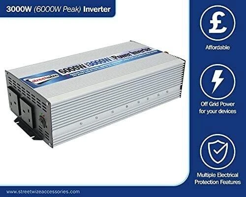 Streetwize 3000w-6000w Peak AC DC 12v-230v Converter Inverter 2 X Power Socket USB 7 Streetwize 3000w-6000w Peak AC DC 12v-230v Converter Inverter 2 X Power Socket USB - Image 7