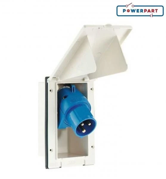 Rectangular Flush 240v Mains Hook Up Inlet White PO114W 5 Rectangular Flush 240v Mains Hook Up Inlet White PO114W - Image 5
