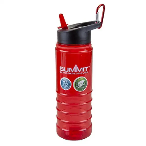 Summit 700ml Water Bottle With Carabiner Clip SUM696072 – Red 2 Summit 700ml Water Bottle With Carabiner Clip SUM696072 – Red - Image 2