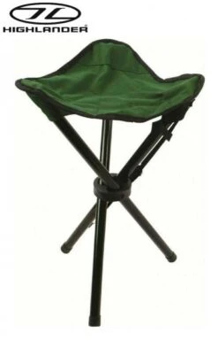 Highlander Steel Portable Tripod Stool Camping Fishing Outdoor – Green FUR304