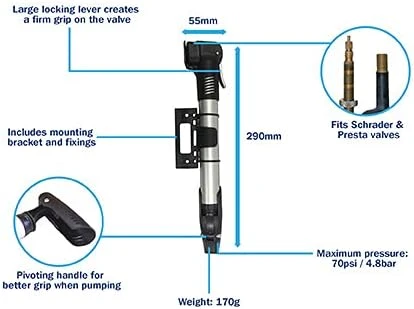 Streetwize Dual Head Bicycle Pump SWCA12 4 Streetwize Dual Head Bicycle Pump SWCA12 - Image 4