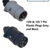 12N & 12S 7 Pin Plastic Plugs Grey And Black For Caravans 12 Volt 12 N & 12 S