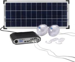 HUBi 10K Solar Panel And 2 USB Rechargeable Lumi Lights Motorhome Caravan Boat