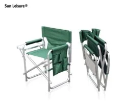 Sun Leisure Folding Alloy Sports Directors Chair Side Table Side Pockets Green 15 Sun Leisure Folding Alloy Sports Directors Chair Side Table Side Pockets Green -Camping Online 4227a