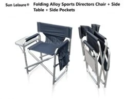Sun Leisure Folding Alloy Sports Directors Chair Side Table Side Pocket Graphite