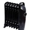 Quest Oil Filled Radiator Black 7 Fin Radiator Low Wattage Caravan Motorhome