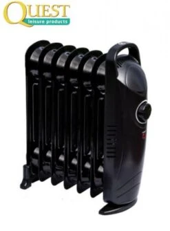 Quest Oil Filled Radiator Black 7 Fin Radiator Low Wattage Caravan Motorhome