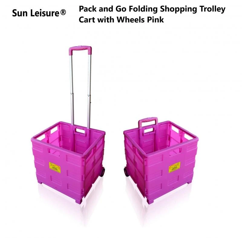 Sun Leisure Pack And Go Folding Shopping Trolley, Boot Cart With Wheels Pink 1 Sun Leisure Pack And Go Folding Shopping Trolley, Boot Cart With Wheels Pink