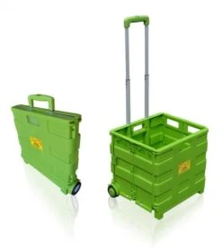 Sun Leisure Pack And Go Folding Shopping Trolley Cart With Wheels Green + Lid -Camping Online 4971