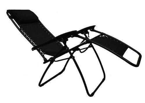 2 X Heavy Duty Textoline Zero Gravity Reclining Garden Sun Lounger Chairs Black 2 2 X Heavy Duty Textoline Zero Gravity Reclining Garden Sun Lounger Chairs Black - Image 2