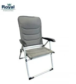 Royal Folding Ambassador Grey Reclining Classic Aluminium Padded Chair R735 -Camping Online 5616a