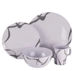 PLS Melamine Dinner Set 16pc Interlock Heavy Duty – Camping Caravan Tent -Camping Online 579512