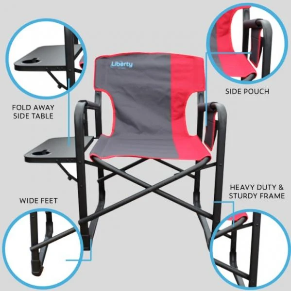 Liberty Director’s Chair Red With Folding Side Table Caravan Motorhome LLDC-5 3 Liberty Director’s Chair Red With Folding Side Table Caravan Motorhome LLDC-5 - Image 3