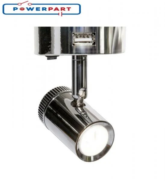 MENSA 1 SMD 12v LED Chrome Dimmer Spotlight C/w 2 USB OutletCaravan Motorhome PO788 1 MENSA 1 SMD 12v LED Chrome Dimmer Spotlight C/w 2 USB OutletCaravan Motorhome PO788