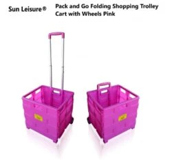 Sun Leisure Pack And Go Folding Shopping Trolley, Boot Cart With Wheels Pink 17 Sun Leisure Pack And Go Folding Shopping Trolley, Boot Cart With Wheels Pink -Camping Online 6671b
