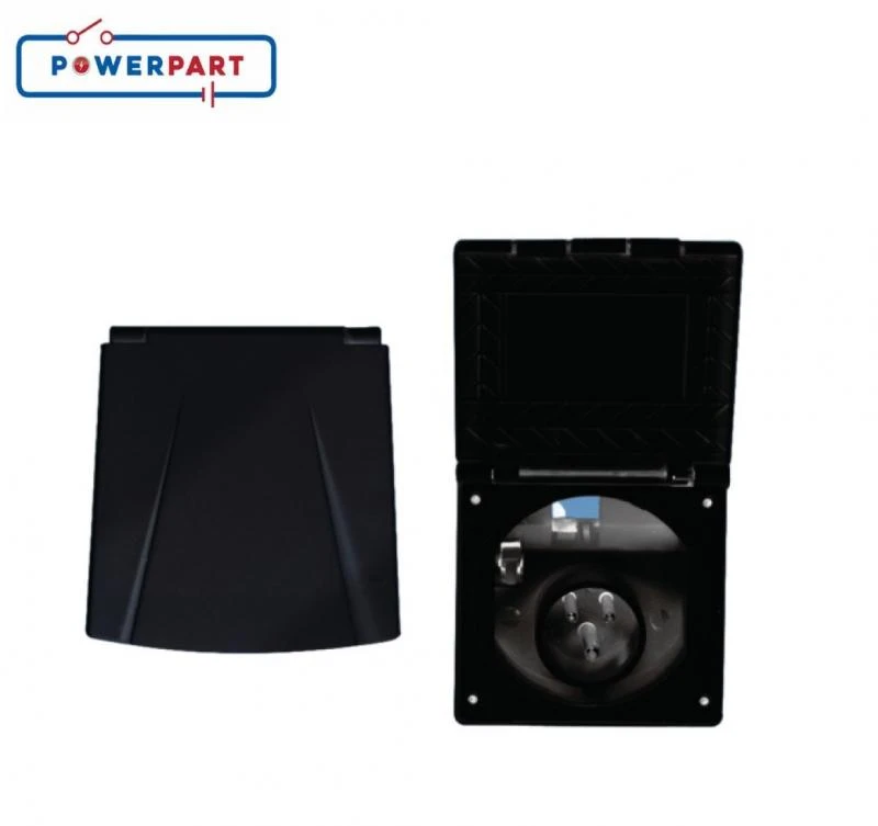 Caravan Electrics 16A 240v Flush Fitting Mains Inlet Socket New Flap Black PO140 2 Caravan Electrics 16A 240v Flush Fitting Mains Inlet Socket New Flap Black PO140 - Image 2
