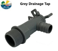 Waste Water Drainage Outlet Tap Grey 3/4′ BSP For 25mm Hose Caravan Motorhome