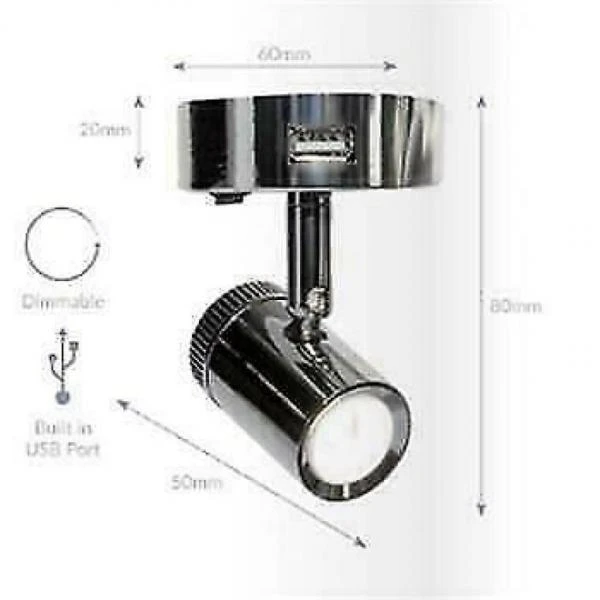 MENSA 1 SMD 12v LED Chrome Dimmer Spotlight C/w 2 USB OutletCaravan Motorhome PO788 4 MENSA 1 SMD 12v LED Chrome Dimmer Spotlight C/w 2 USB OutletCaravan Motorhome PO788 - Image 4