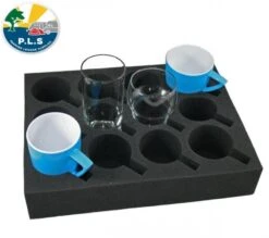 HABA Florence Foam Cup Glass Mug Holder Storage 330mm X 245mm X 60mm Black MI303