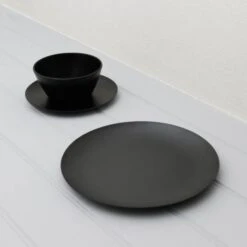 Leisurewize 12 Piece Matt Black Melamine Dinner Set Caravan Camping Shale LW710 -Camping Online 73Main