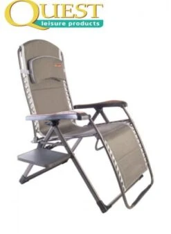 Quest Naples Pro Relax XL Chair With Side Table Wood Effect F1323 -Camping Online 7908121
